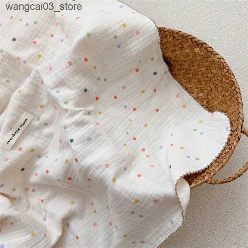 Blankets Swaddling Color Dot Baby Blankets Newborn Musselin Bluse Pillow Baby Muslin Blankets Bedding Cover Nap New Born Receiving Swaddle L240910