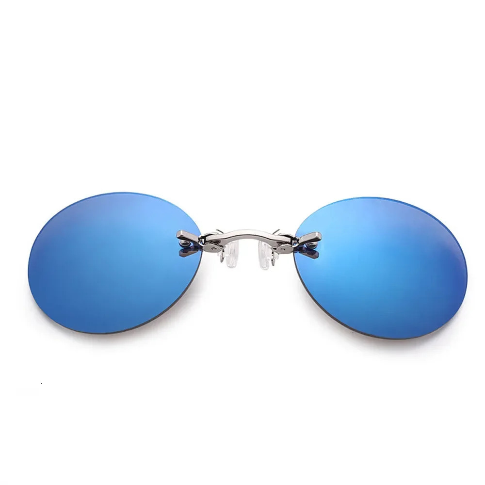 1 clip on nose mirror circular frameless matrix Morpheus sunglasses mini frameless retro mens glasses UV400 241011