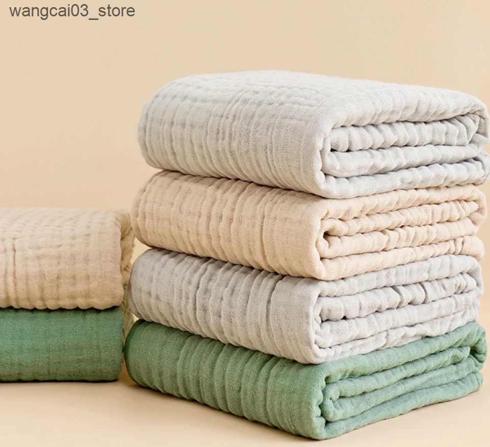 Blankets Swaddling 6 layers Muslin Baby Blanket Newborn Swaddle Blankets Soft Baby Receiving Blanket Infant Sleeping Cover Bath Towel Crib Quilts L240