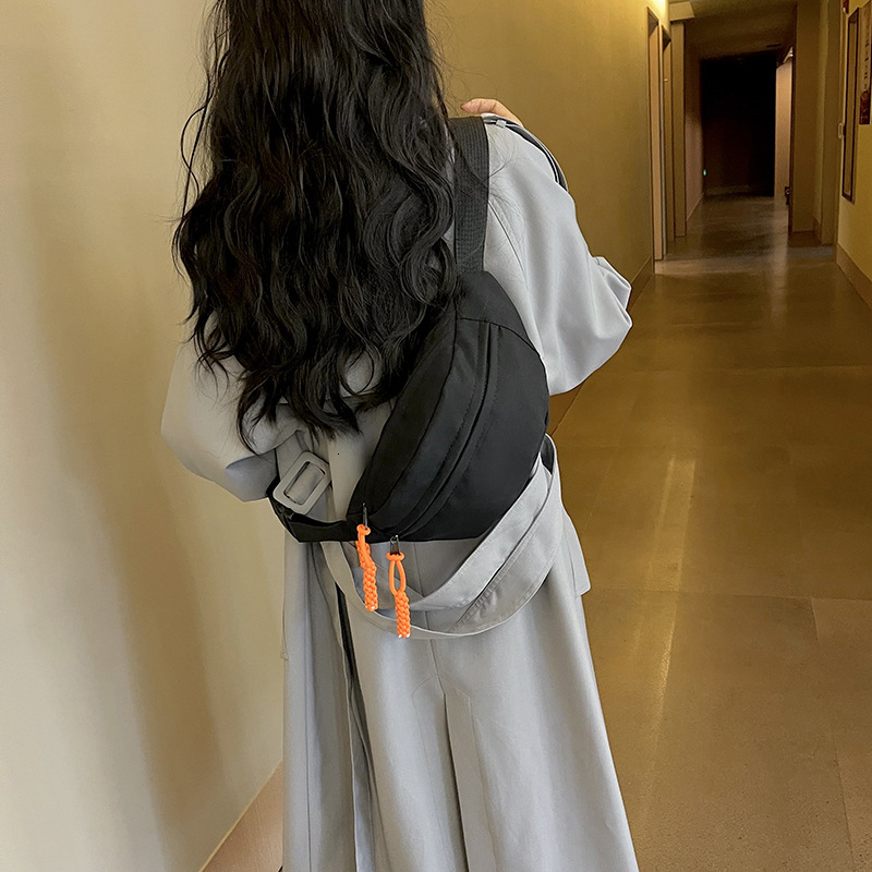 Ladies' Chest Trendy Canvas Crossbody Solid Color Simple Phone Personalized Large Capacity Shoulder Bag