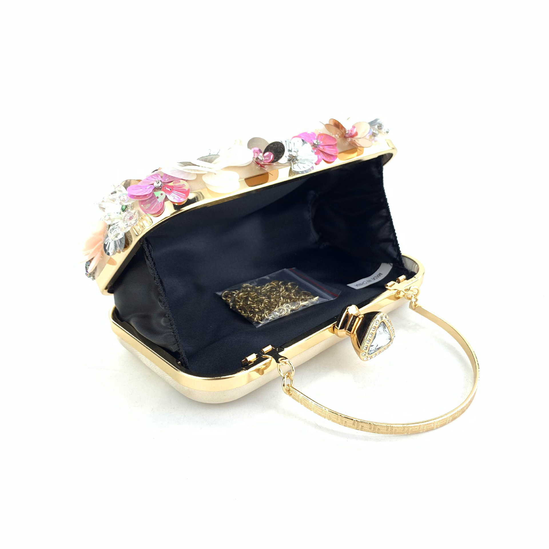 new designer bag Colorful Flower Clutch Purse for Women Floral Evening Clutch Flower Handbag with Metal Rhinestones Women Clutches Chain Strap Shoulde