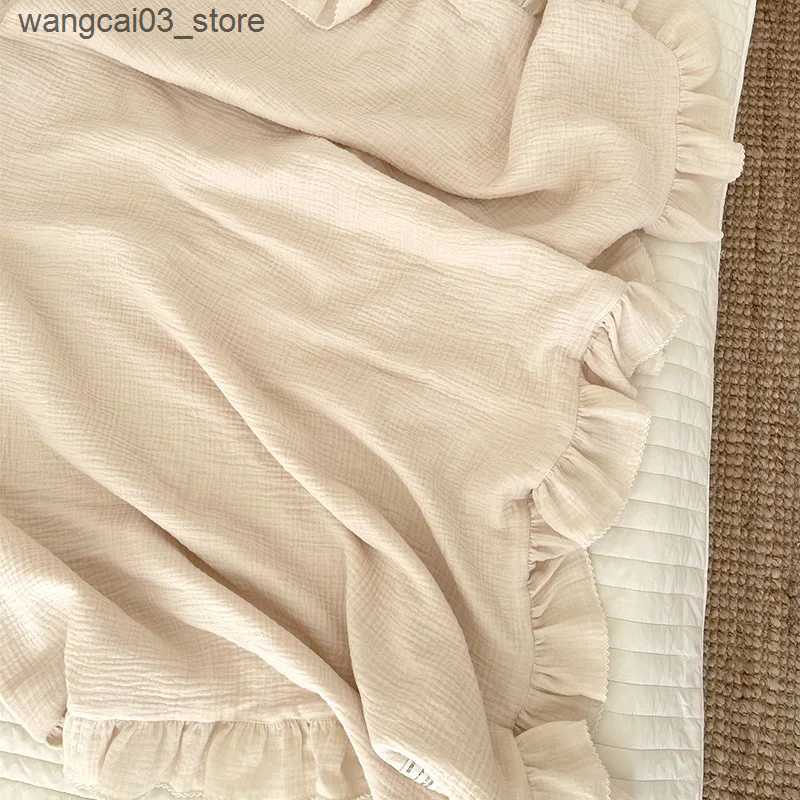 Blankets Swaddling 4Layers Baby Swaddle Wrap Cotton Muslin Blankets for Newborn Ruffle Infant Receiving Blanket Swaddle Gauze Bath Towel L240910