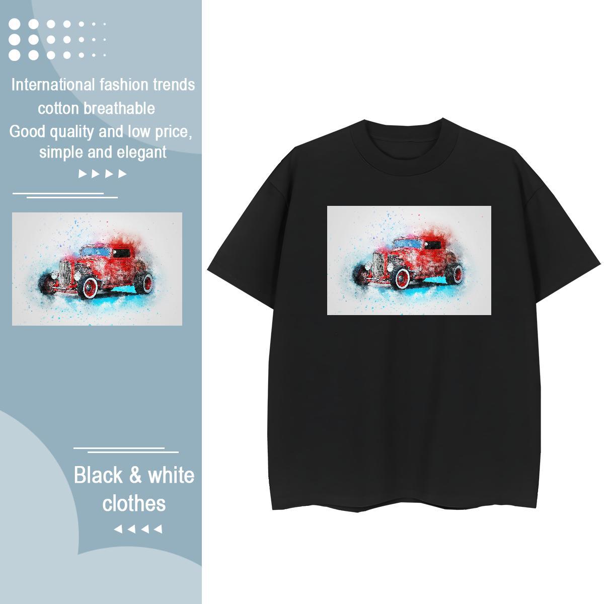 Casual New Womens T Shirts 230g Pure Cotton Breathable High Street Hip Hop car Womens Tshirts Designer Nice Customized Tops Tees