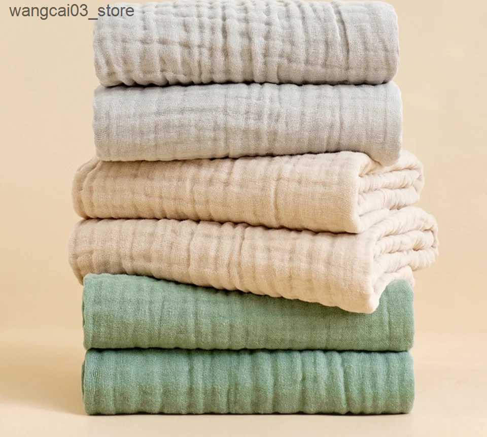 Blankets Swaddling 6 layers Muslin Baby Blanket Newborn Swaddle Blankets Soft Baby Receiving Blanket Infant Sleeping Cover Bath Towel Crib Quilts L240