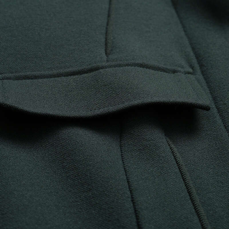 Thickened Autumn Dress 2024 Womens New High end Green Stand up Collar Waist cinching Skinny Long Coat Skirt