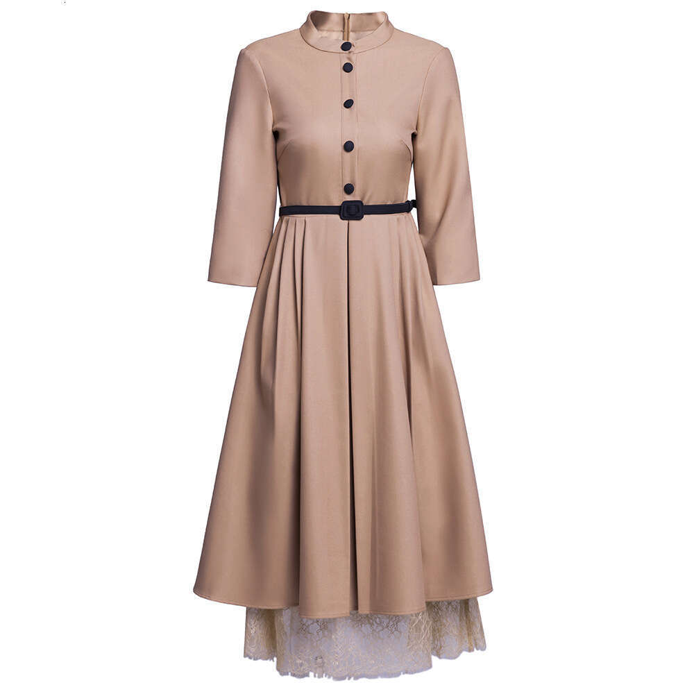 niche non collision 2024 new autumn dress sleeved slim fit lace long version A skirt