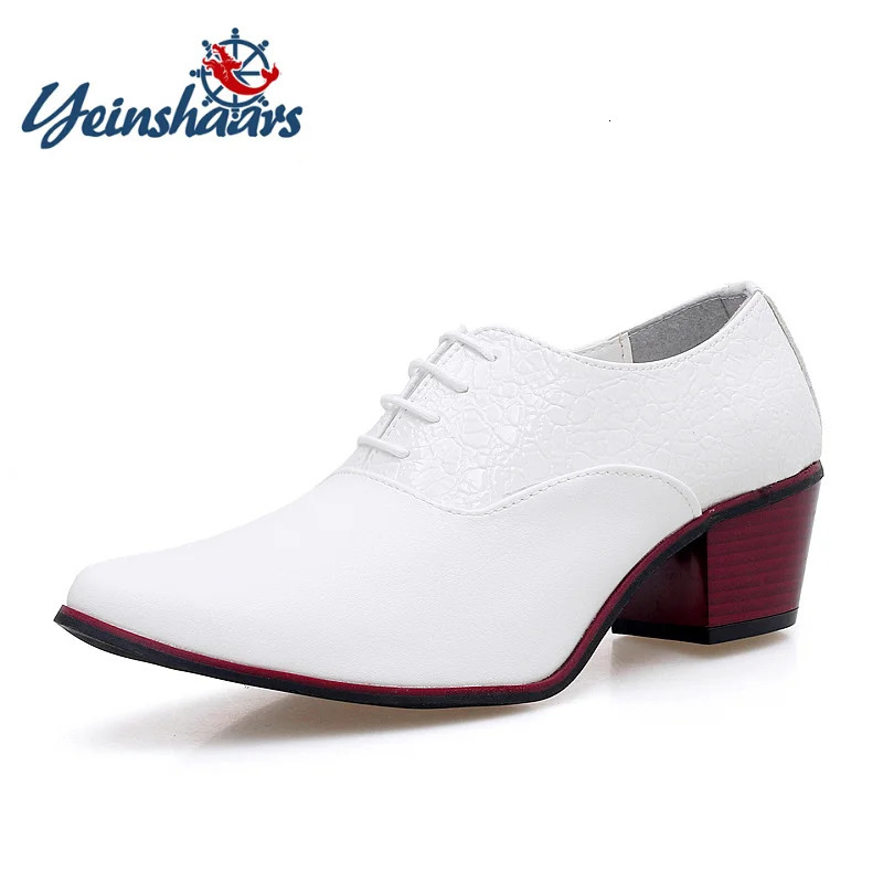 Classic high heels mens shoes leather mens shoes wedding grooms shoes fashion mens Oxford black and white formal dress party 241007