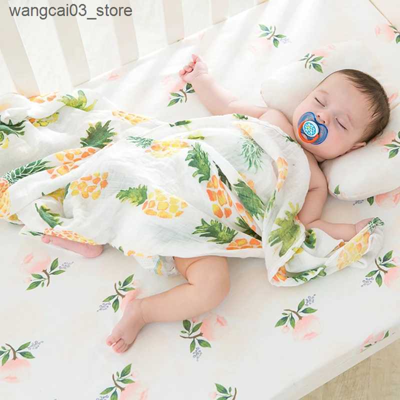 Blankets Swaddling Baby Blanket Muslin Swaddle Wraps 100 % Cotton Bamboo Fiber Baby Blankets Newborn Bamboo Muslin Blankets 115x120cm L240910