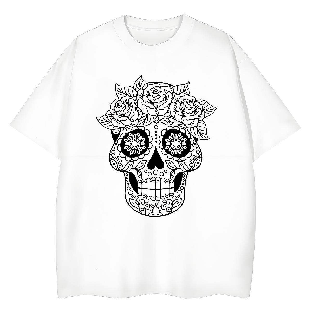 2024 T Shirts Women 230g Pure Cotton Breathable Short Sleeve Sports Street Wear skull Women Tshirts Brand Graphic Tops Shirt