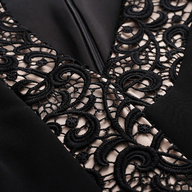 Noble Dress Lady Kuais 2024 Autumn New Black Lace Irregular Slimming Skirt with Hip Wrap