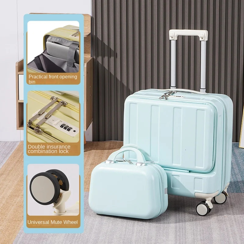 Front Opening Small Multifunctional 18 inch PC Boarding Lage Set Thickened Trolley Case Rechargeable 241007 0831 4