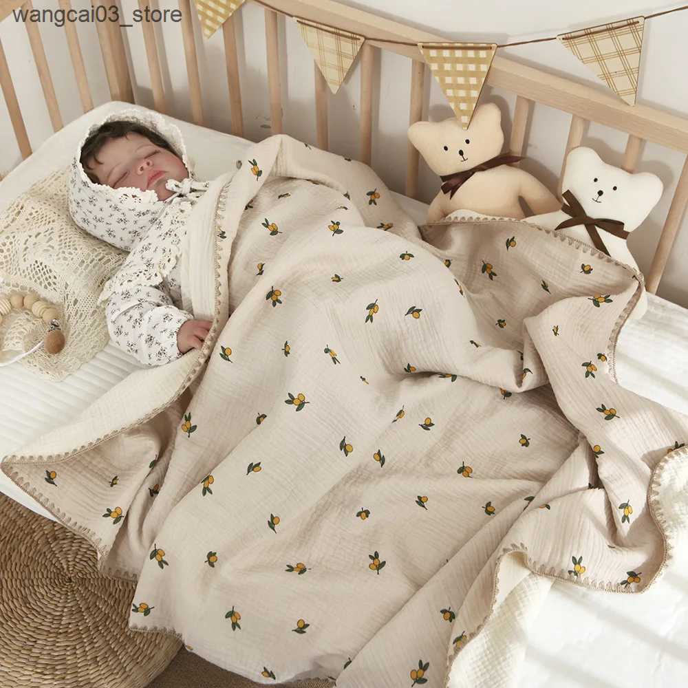 Blankets Swaddling Baby Blankets for Beds 4 Layer Cotton Swaddle Muslin Blanket Bedding Linen Babies Accessories Newborn Bath Towel Mother Kids L24091