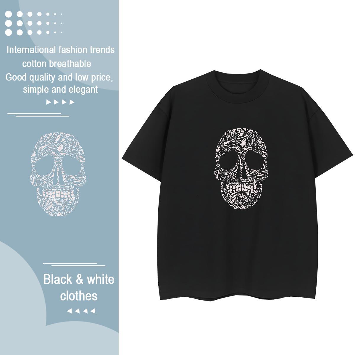 2024 Women T Shirts 100% Cotton 230g Breathable Casual Beach skull Woman Tshirt Free Shipping Anime Print Tshirts