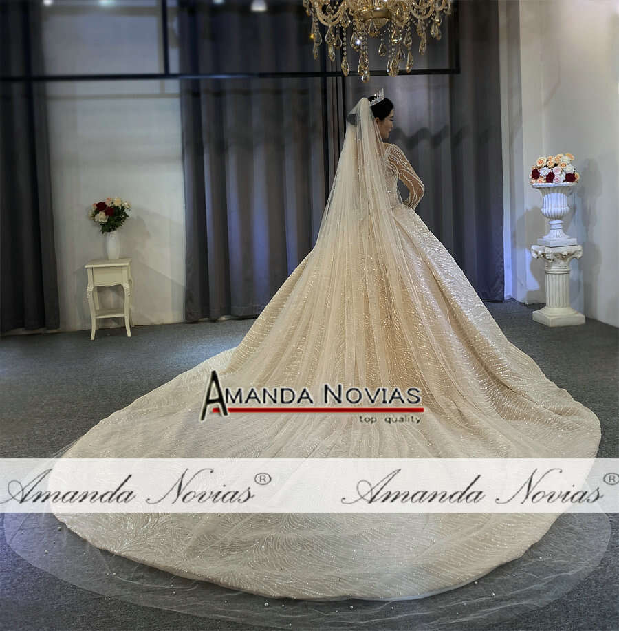 Amazing dubai wedding full beading lace bridal dress real work brand high quality