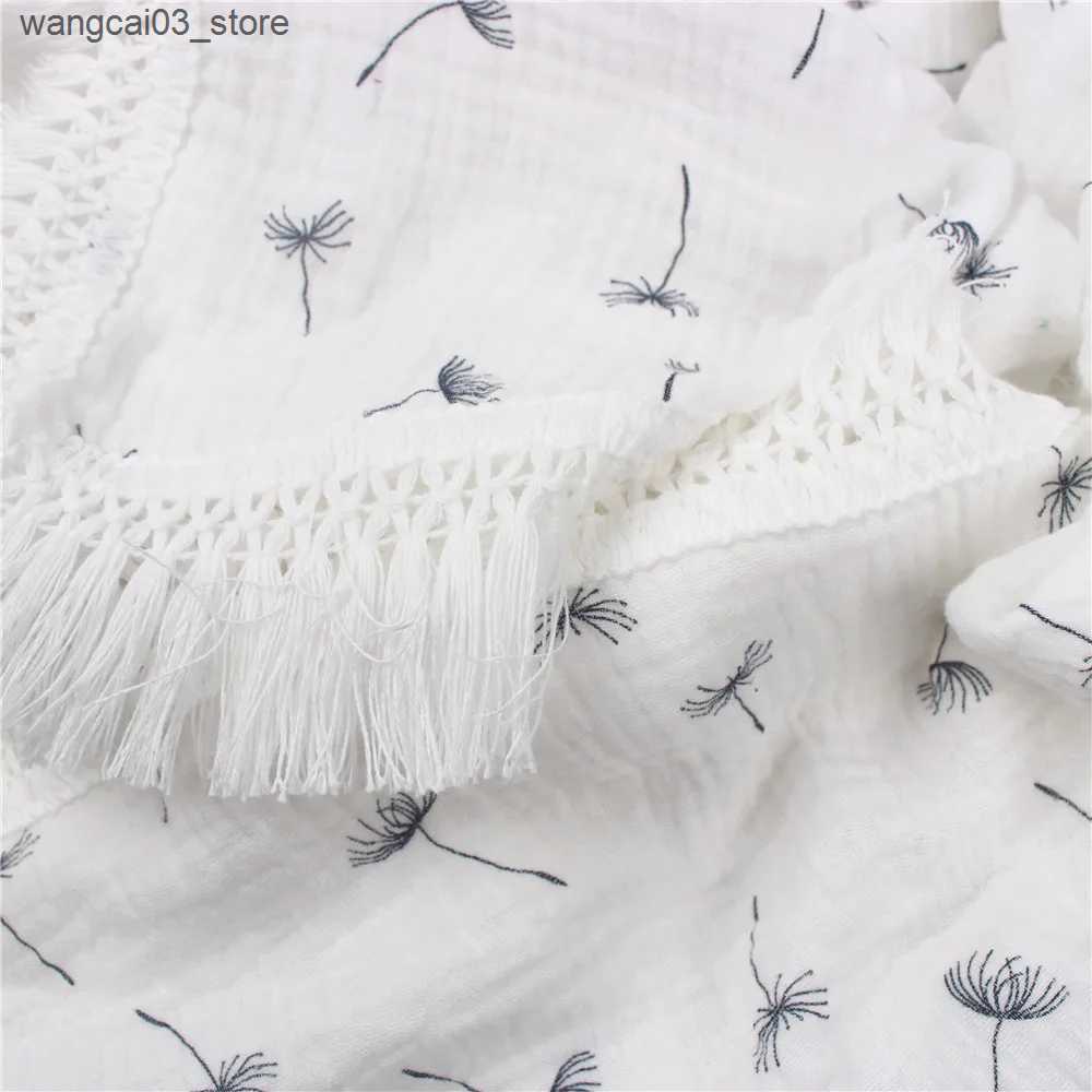 Blankets Swaddling 100% Cotton Baby Blankets Newborn for Boys Girls Muslin Swaddle Blankets Flower Print Bedding Quilt Swaddle L240910