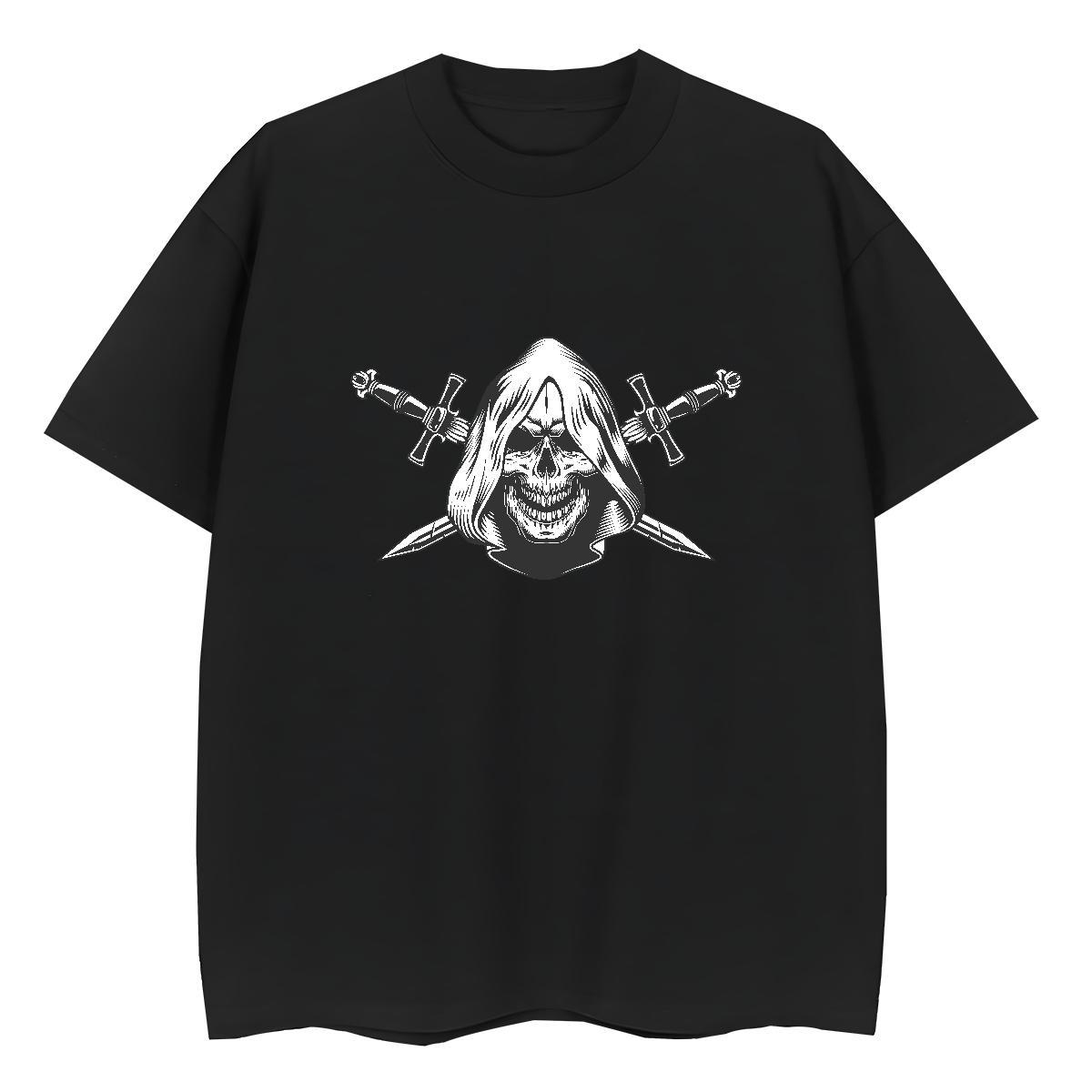New Arrival Womens T Shirts 100% Cotton 230g Breathable Short Sleeve High Street Hip Hop skull Unisex Tshirts Female Cartoon Anime Polos