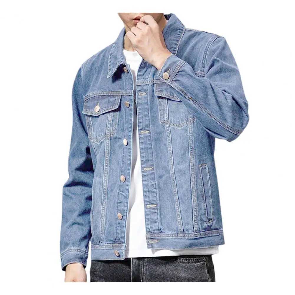 Mens casual cotton denim jeans Masculina ultra-thin wash vintage classic blue denim jacket mens clothing W241011