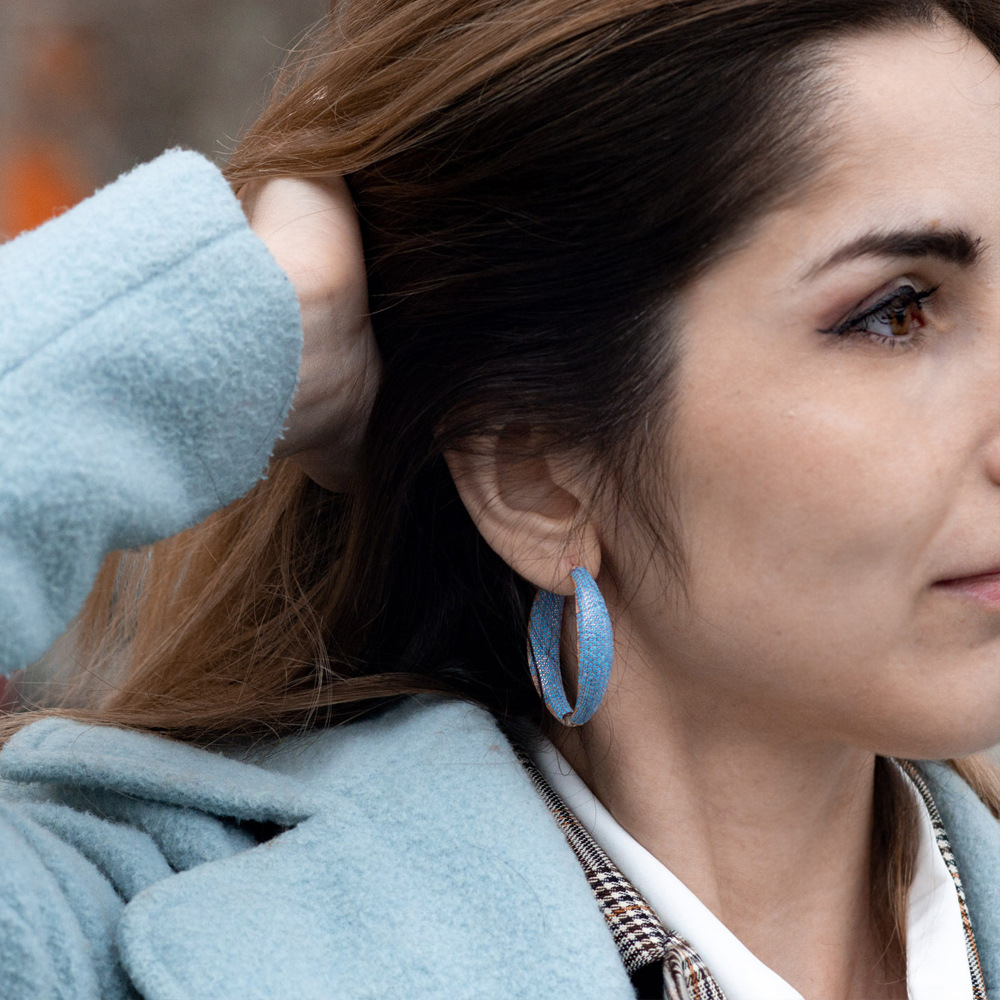 Vintage Clip-On Earrings: 10KT White Gold Filled Pave Blue Cubic Zirconia CZ Party Wedding Gift Women