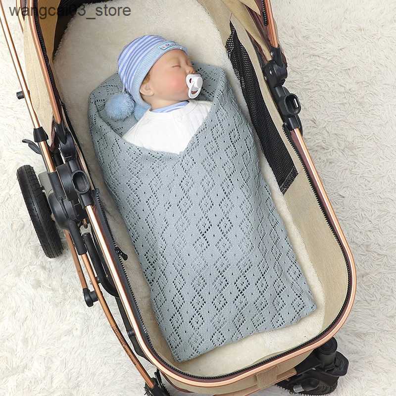 Blankets Swaddling Newborn Baby Blanket 100%Cotton Knit Hollow Infant Girl Boy Bedding Plaid Crib Quilt 100*80CM Stroller Warp Swaddling Super Soft L2