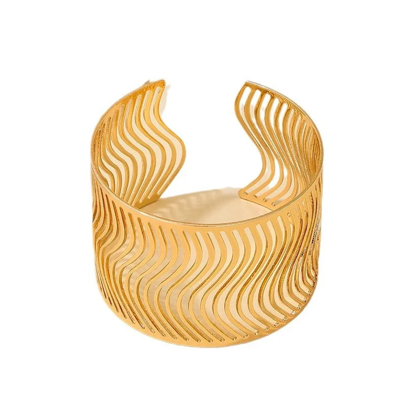 Vintage Womens Wide Face Temperature Bracelet Exaggerated Punk Party Gift Holiday Fashion Jewelry B057 241007