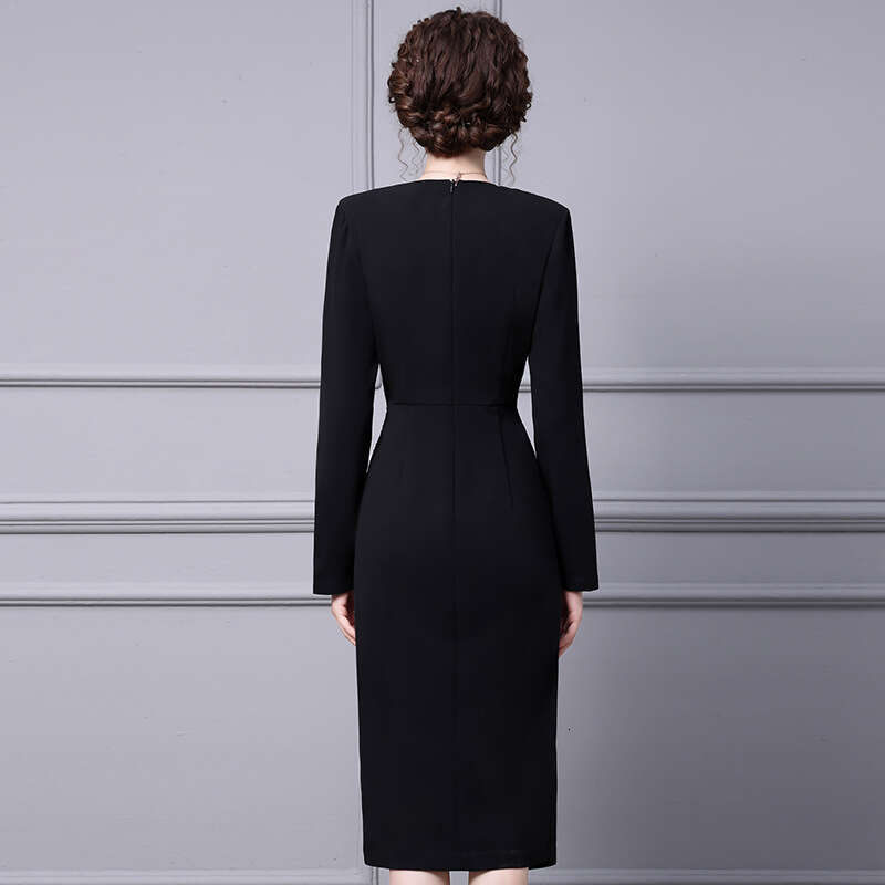 Noble Dress Lady Kuais 2024 Autumn New Black Lace Irregular Slimming Skirt with Hip Wrap