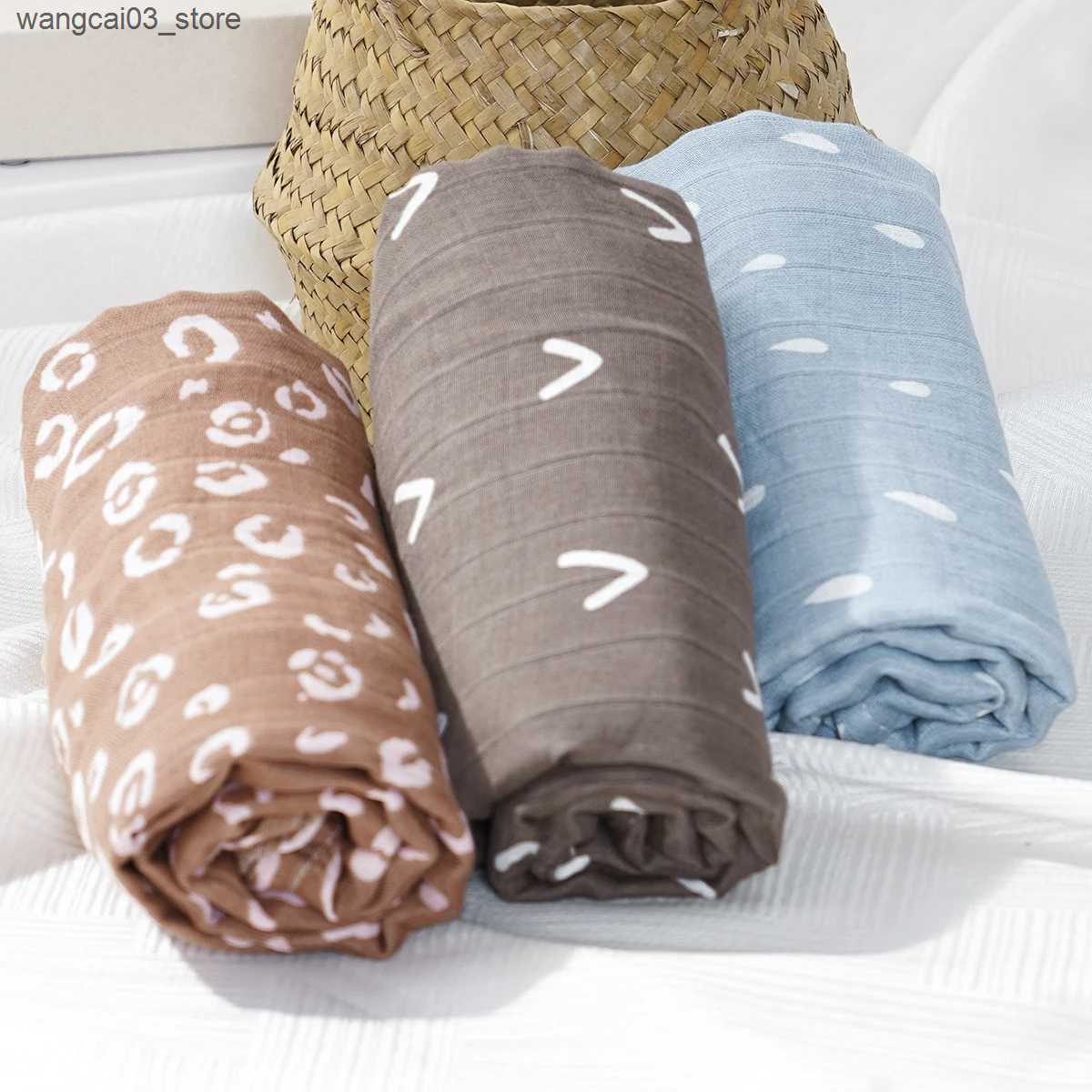 Blankets Swaddling HappyFlute New Fashion Prints 120*110cm Soft Bamboo Cotton Baby Wrap Travel Newborn Multi-function Swaddle Sleeping Blanket L240910