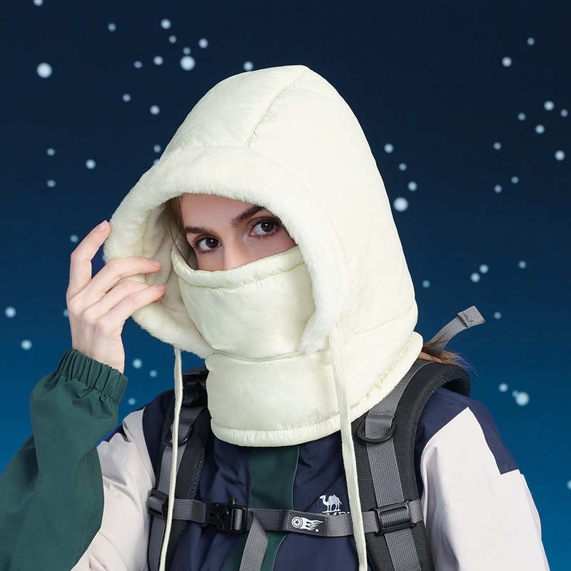 Winter Hat Face Mask Scarf One-piece Hat with Fleece Insulation Neck Protection Hood Women's Cycling Skiing Ear Protection Lei Feng Hat
