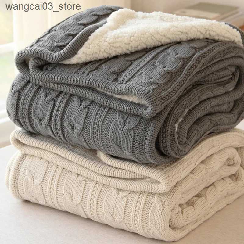 Blankets Swaddling Cozy Cable Knit Throw Blanket Nordic Knitted Thread Blankets For Bed Sofa Cover Bedspread On The Bed Home Travel TV Nap Blanket L24