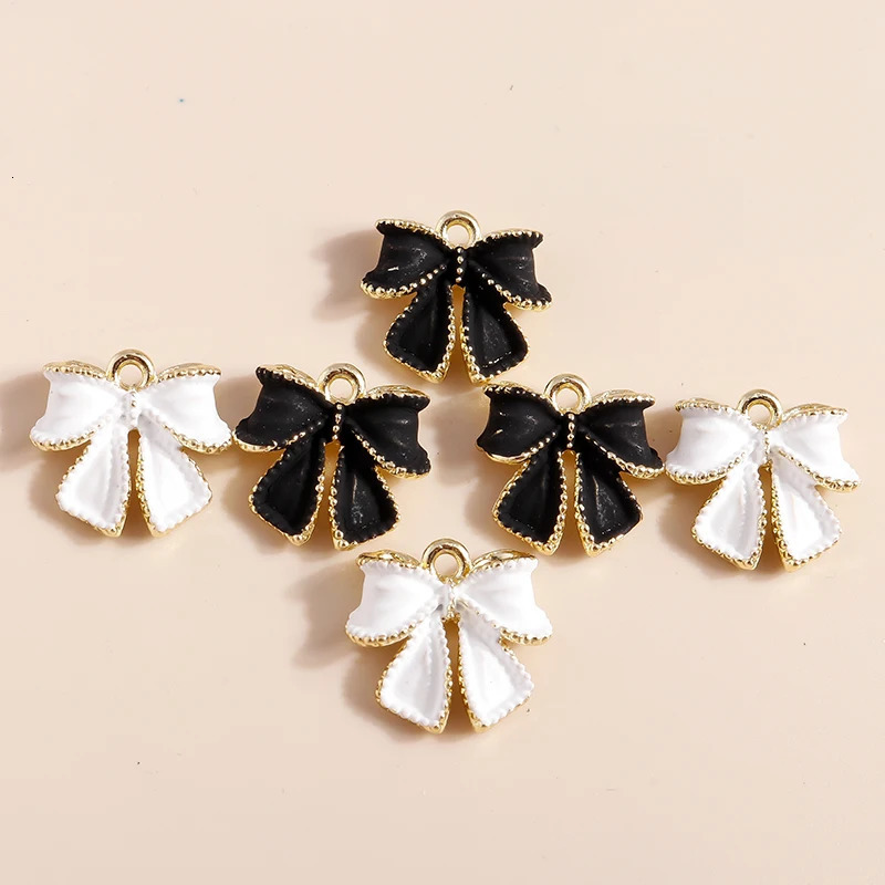 5pcs Lovely Black White Bowknot Cute Bow tie Charms for DIY Jewelry Making Pendants of Necklace Bracelet Dangle Earrings 241010