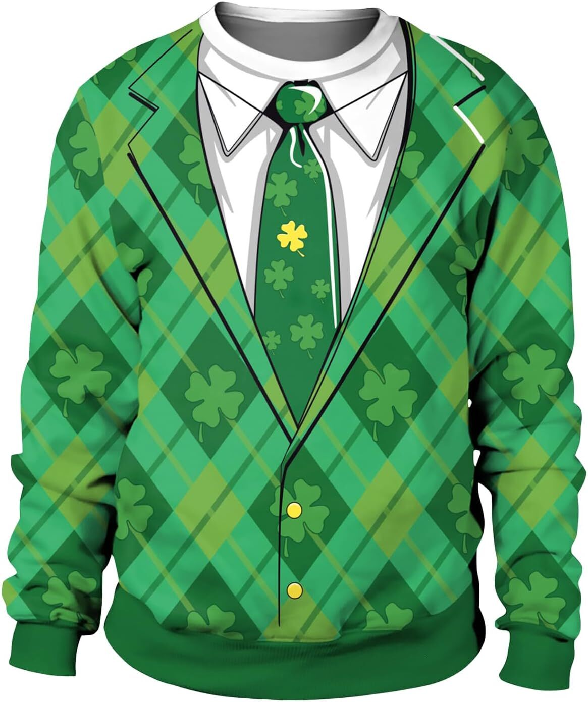 Long Sleeve Shirts for Men sweatshirt St Patricks Day Shirt For Men Loose Sweatshirt 3D Shamrock Print Long Sleeve Hoodie Top Funny Jumper Pullover