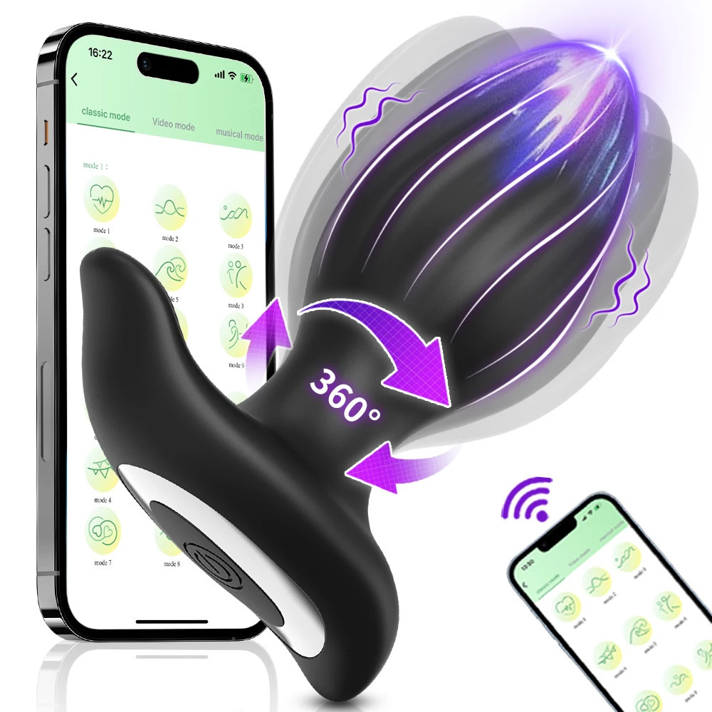 APP Wiggle Male Prostate Massager 360° Rotation Vibrating Anal Plug Remote Butt Plug Sex Toys for Men Ass Anal Vibrator Sex Toy 241010