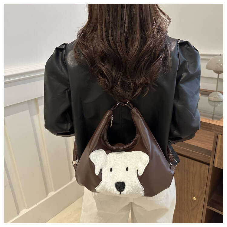 Cute Plush Dog Backpack 2024 New Casual Commuter Fashionable, Simple, High Beauty Shoulder Bag