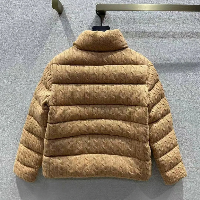 Womens wool knitted bread jacket white duck down jacket down jacket fashionable warm jacket high-quality winter y2k 241009