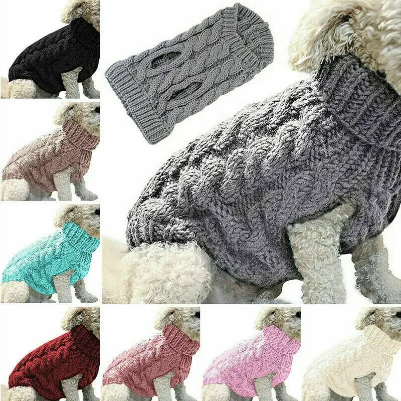 Winter Dog Clothes Chihuahua Soft Puppy Kitten Kitten High Collar Solid Color Design Sweater Fashion Clothing for Pet Dogs Cats