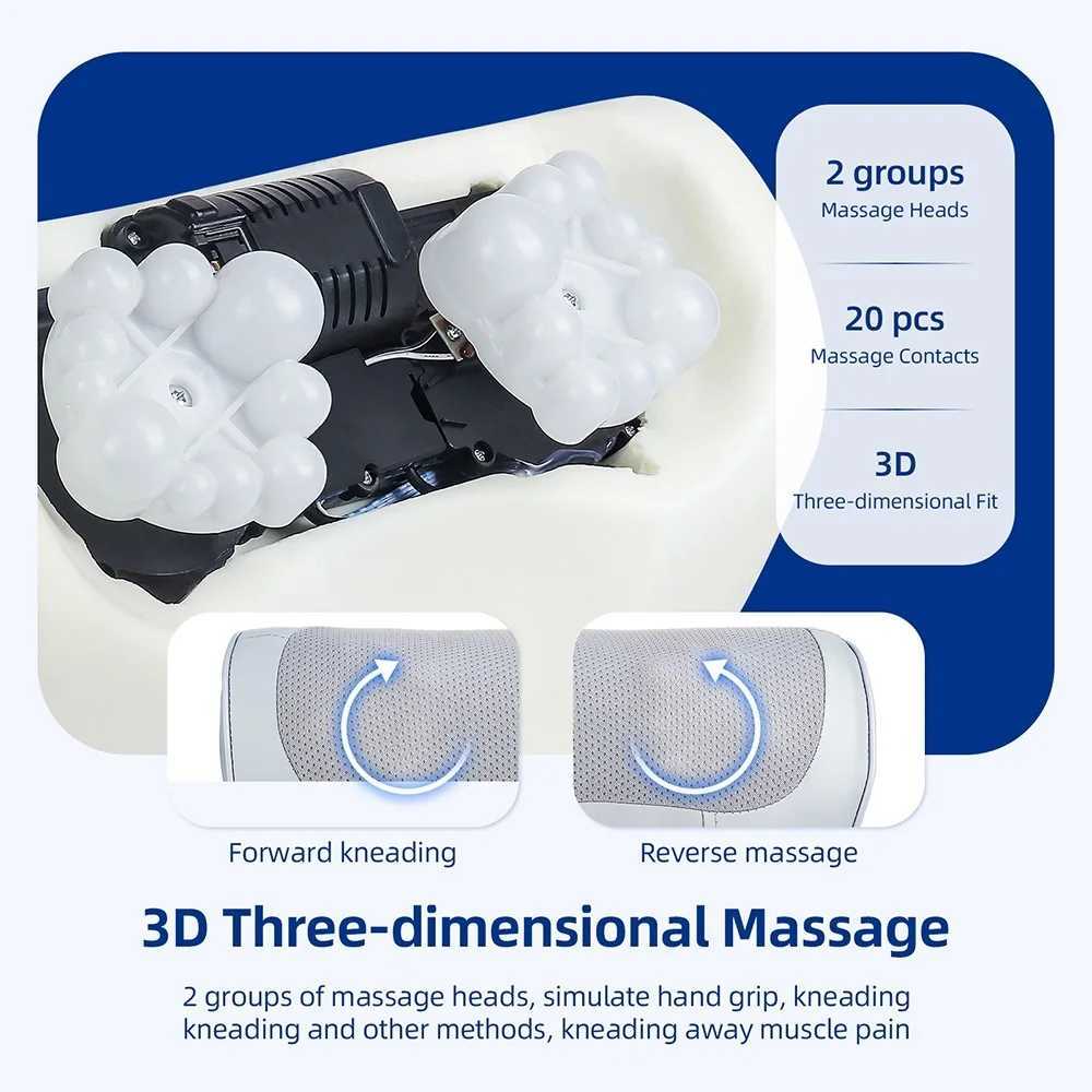 2-in-1 electric neck and back massage pillow waist massage pillow kneading massage pad finger pressure head shoulder massage head W240819