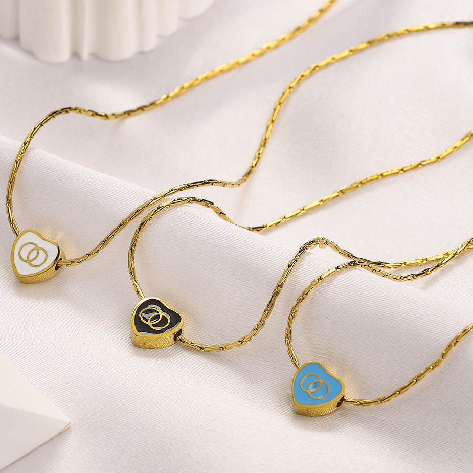 Women Love Heart Gold Plated Pendant Necklace Designer Family Gift Choker Luxury Wedding Party Chain Necklace New Womens Vintage Jewelry necklace Wholesale