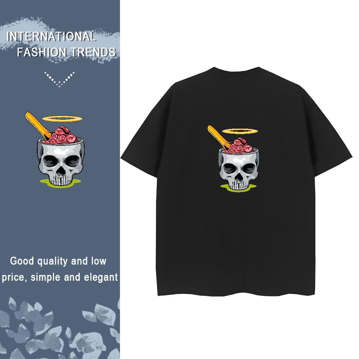 Fashion Women T Shirts 230g Pure Cotton Breathable Short Sleeve Street skull Tshirt for Man Woman Designer Nice Cartoon Floral Printing Top Tees