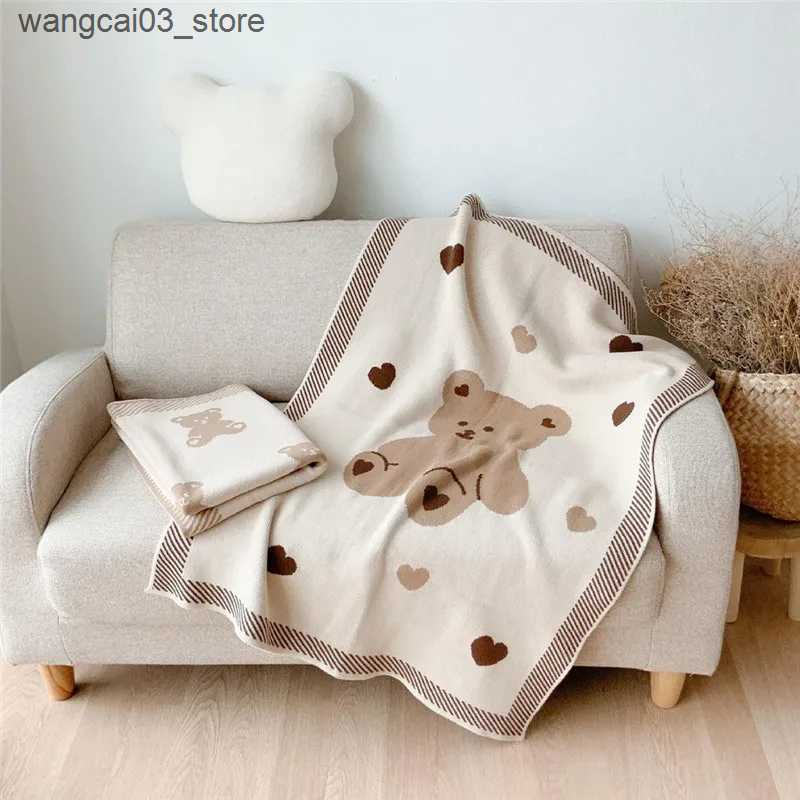 Blankets Swaddling Knit Blanket Swaddling Blankets for Baby Newborn Babies Accessories Bear Childrens Winter Warm Bed Cover Bedding Manta Bebe L240910