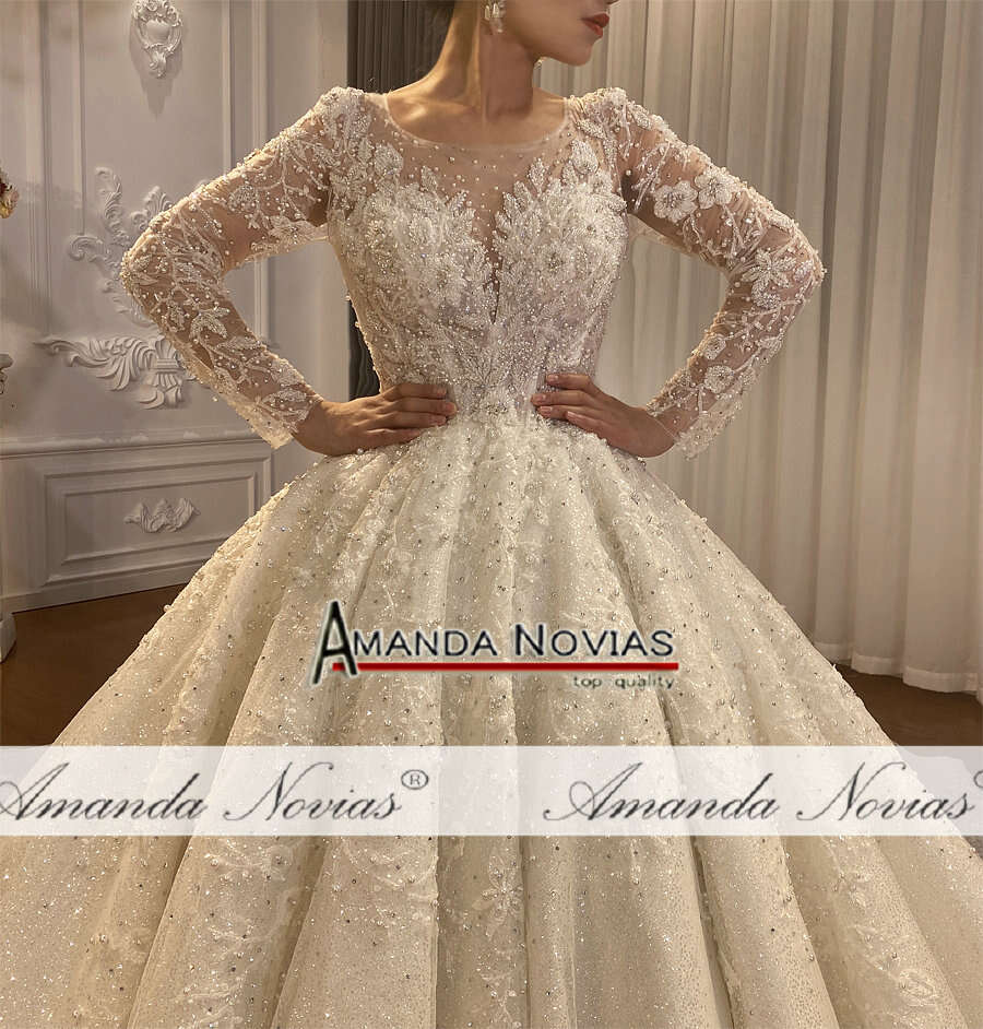 Full Sleeve Lace Appliqued Wedding Dress