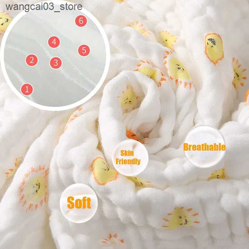 Blankets Swaddling Baby BathTowel Boys Girls 100% Cotton Children Baby Towels Blanket For Newborn Bathrobe 6 Layers Gauze Washcloth Infant Swaddle L24