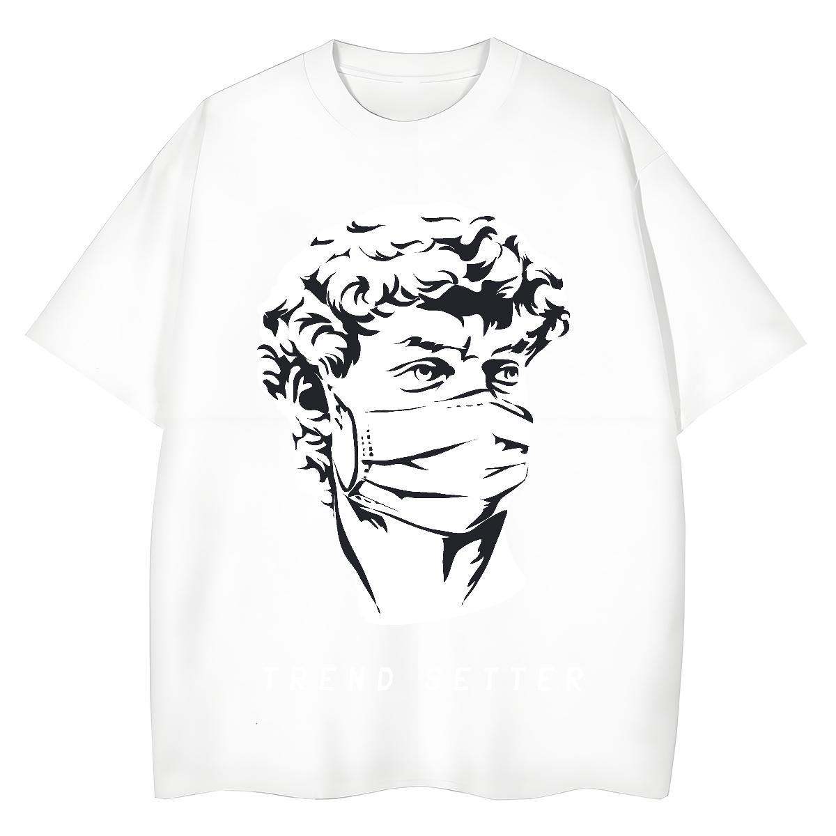 New Woman T Shirts 100% Cotton 230g Round Neck Short Sleeve Hip Hop Street portrait Couples T Shirts Soft DIY Printed Clothings