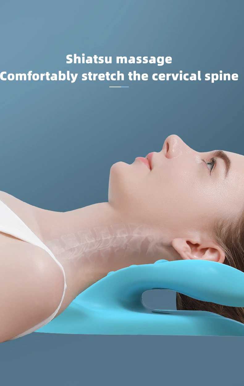 Neck and Shoulder Stretching Relaxer Cervical Spinal Nerve Traction Pillow Massage Pain Relief Neck Support Traction Corrector Equipment W240819