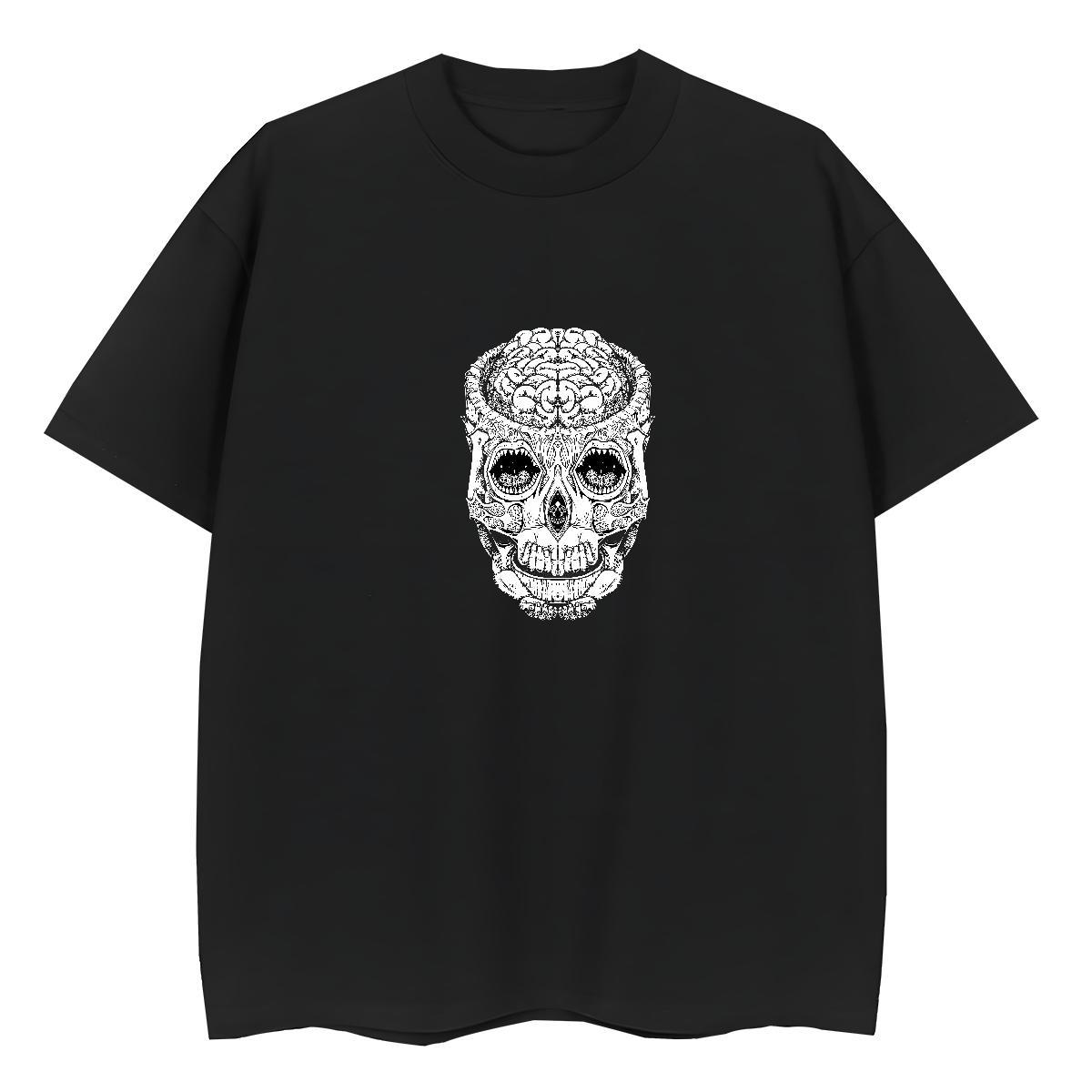 2024 DIY T-Shirts for Women 230g Cotton Breathable Soft Casual Beach skull Womens Tshirts Popular Cartoon Printing L-4XL Clothes Shirt