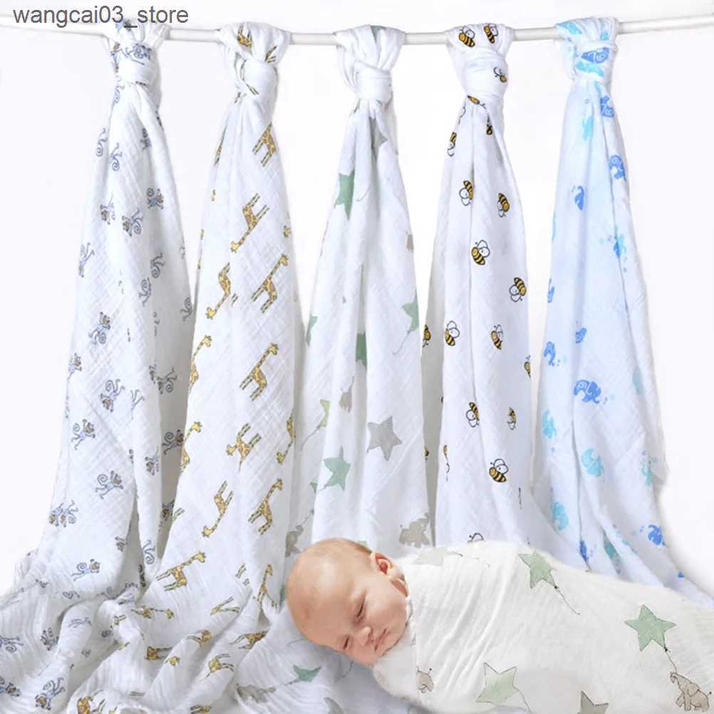 Blankets Swaddling Newborn Baby Infant Muslin Gauze Cotton Baby Swaddle Baby Boy Baby Swaddles Wrapping (Littie Bee) L240910