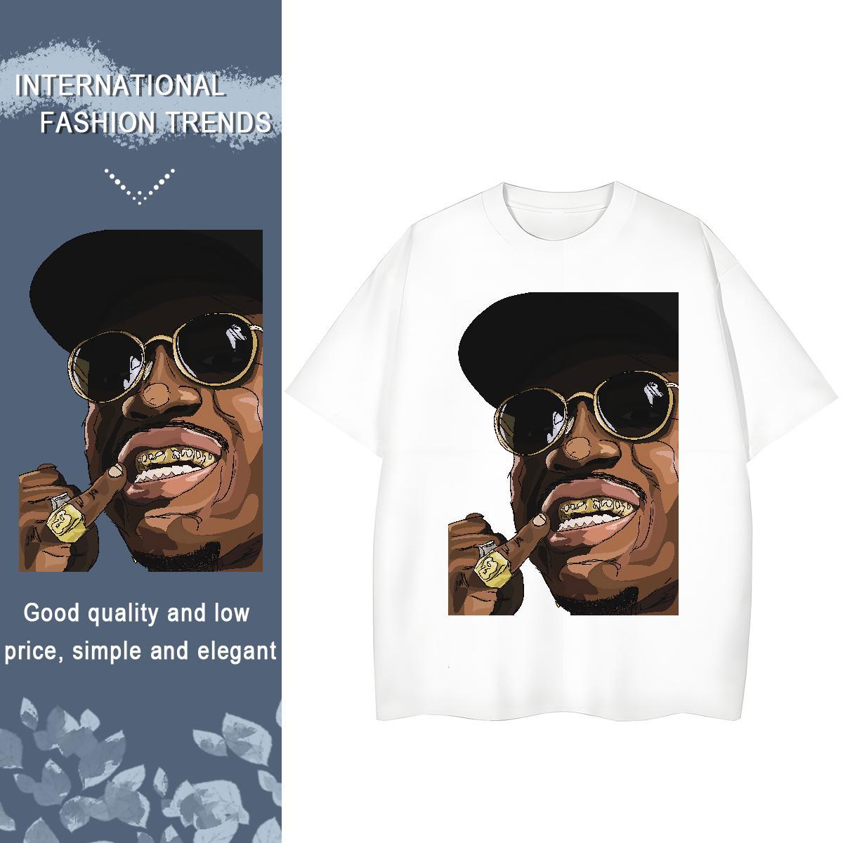 Fashion Woman T Shirts 230g Cotton Breathable Crew Neck High Street Hip Hop happy Lady T shirt Wholesale Black Oversized Tees Shirts