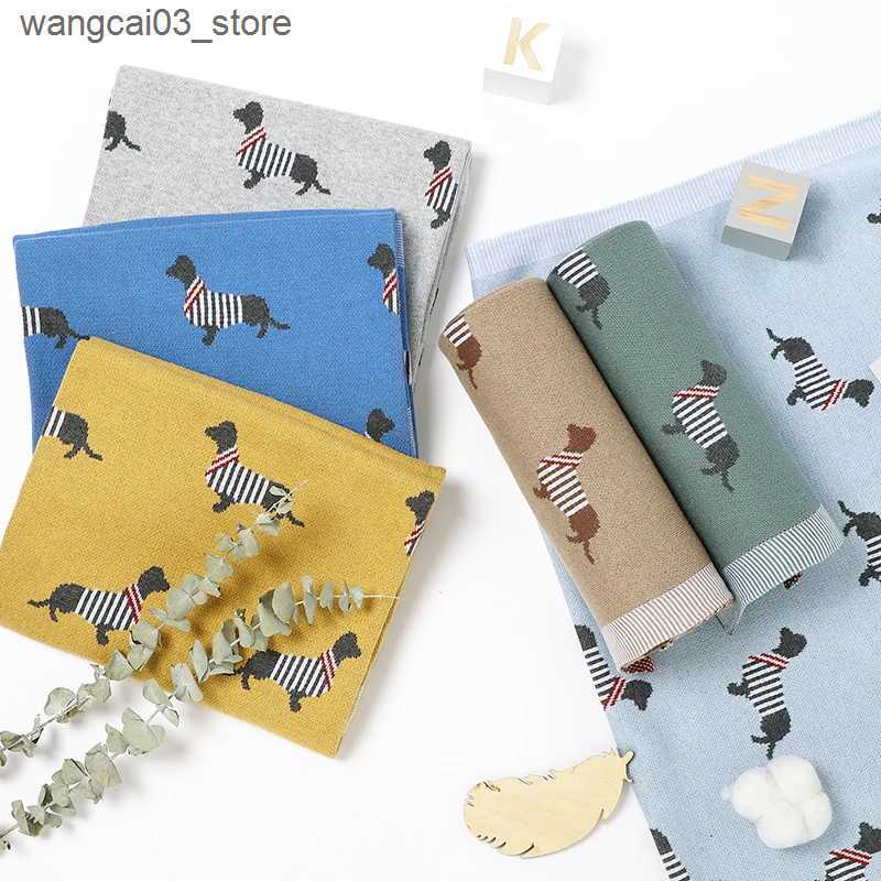 Blankets Swaddling Baby Blanket Cotton Knit Super Soft Newborn Girl Boy Bed Plaid Crib Quilt Cute Dachshund Infant Stroller Covers Swaddle 100*80CM L2