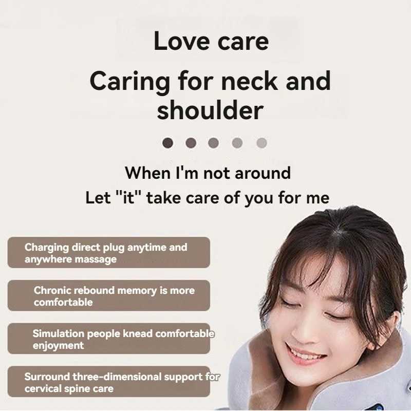 Rechargeable neck protection electric U-shaped kneading massage neck pillow multifunctional household car heating neck massager W240819