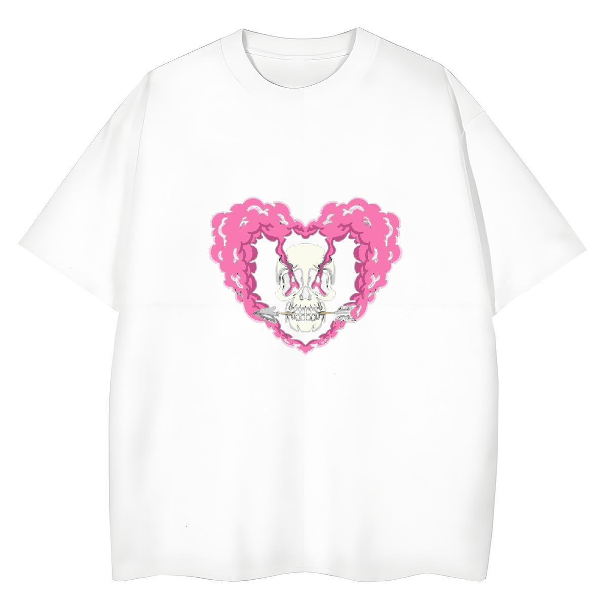 Fashion New T-Shirts 230g Cotton Breathable Summer Casual skull Lady T shirt Loose fit Custom Printing Tees Shirts