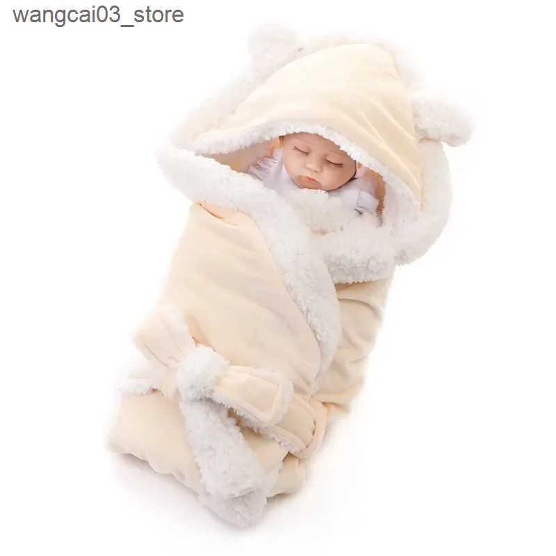 Blankets Swaddling Warm Velvet Fleece Baby Blanket Swaddling Newborn Soft Fleece Blanket Solid Bedding Set Cotton Quilt Swaddle Wrap L240910