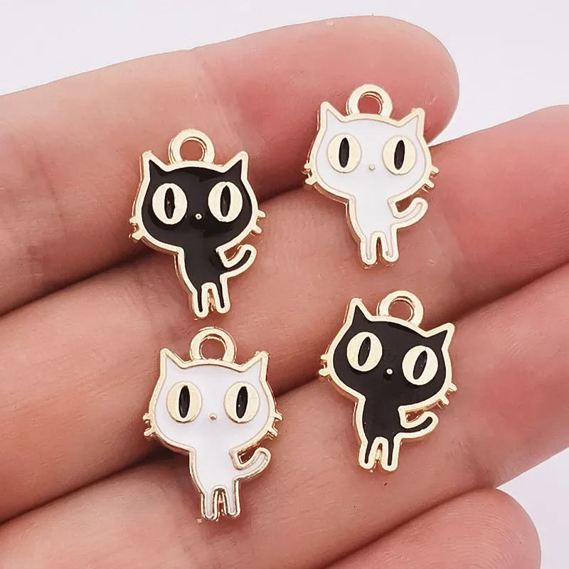 10pcs 19x14mm Enamel Cat Charm for Jewelry Making Fashion Earring Pendant Bracelet Necklace Accessories Diy Craft Findings 241010